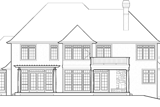 Exterior - Rear Elevation for European House Plan #48-851 - 4 bed, 4 bath