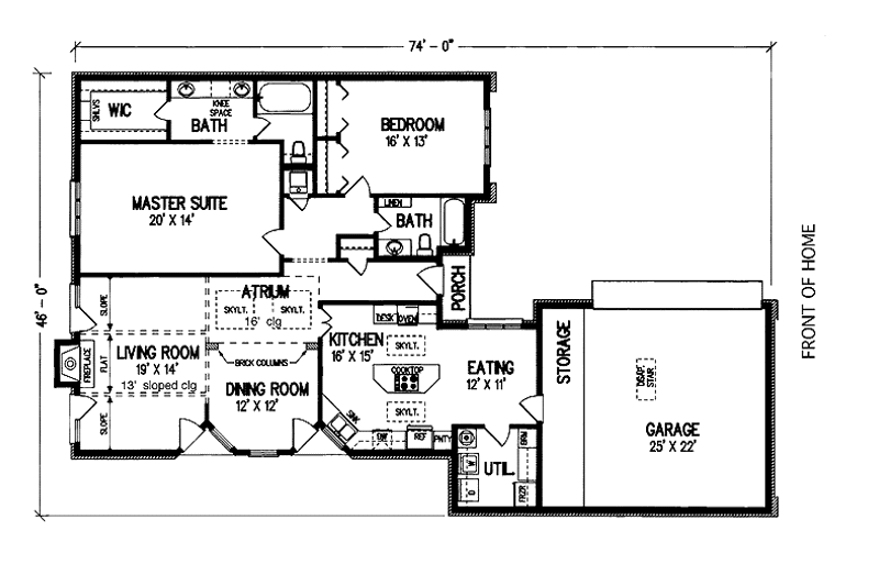 Home Plan - Floor Plan - Main Floor for Traditional House Plan #45-498 - 2 bed, 2 bath