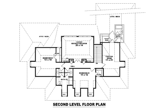 Floor Plan - Upper Floor for Southern House Plan #81-1326 - 4 bed, 4 bath