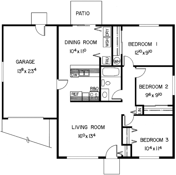 Architectural House Design - Ranch Floor Plan - Main Floor Plan #60-909