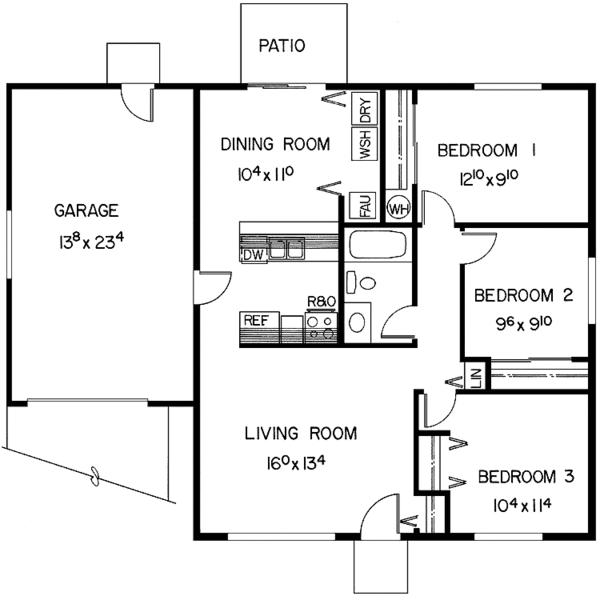 Home Plan - Ranch Floor Plan - Main Floor Plan #60-909