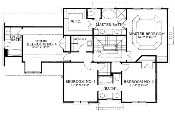 Architectural House Design - Colonial Floor Plan - Upper Floor Plan #429-110