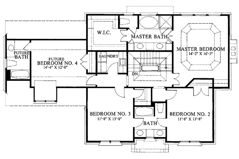 Home Plan - Floor Plan - Upper Floor for Colonial House Plan #429-110 - 3 bed, 2.5 bath