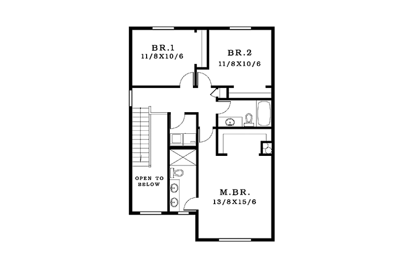 House Design - Floor Plan - Upper Floor for Craftsman House Plan #943-14 - 3 bed, 2.5 bath