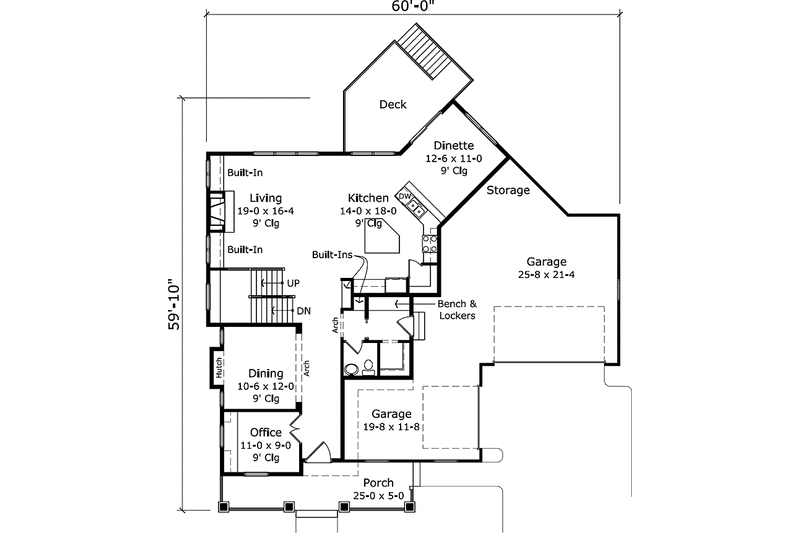 House Blueprint - Floor Plan - Main Floor for Country House Plan #981-4 - 3 bed, 2.5 bath