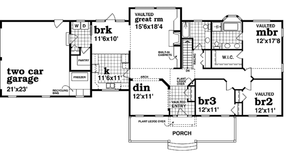 Architectural House Design - Colonial Floor Plan - Main Floor Plan #47-938