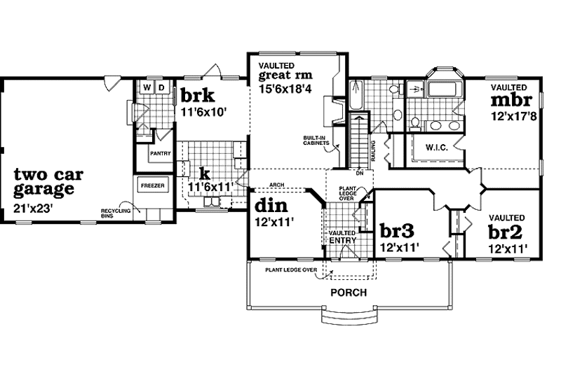 Dream House Plan - Floor Plan - Main Floor for Colonial House Plan #47-938 - 3 bed, 2 bath