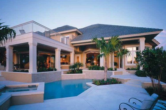 Exterior - Rear Elevation for Mediterranean House Plan #930-45 - 3 bed, 3.5 bath