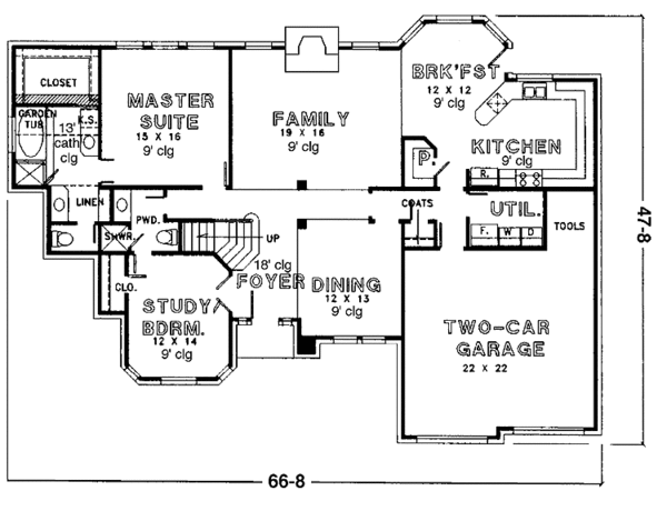 Architectural House Design - Traditional Floor Plan - Main Floor Plan #974-32