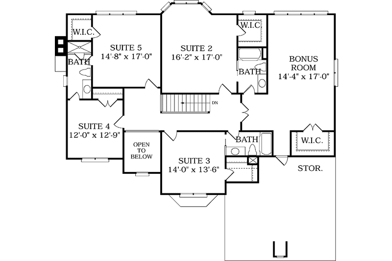 Home Plan - Floor Plan - Upper Floor for Colonial House Plan #453-223 - 5 bed, 4.5 bath