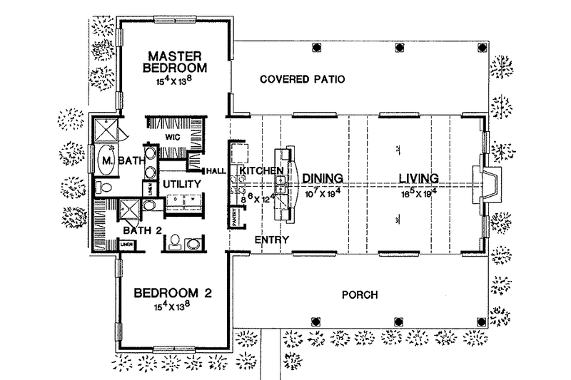 Home Plan - Floor Plan - Main Floor for Country House Plan #472-274 - 2 bed, 2 bath