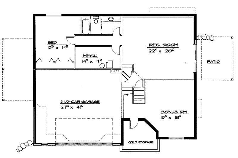 House Blueprint - Floor Plan - Main Floor for Contemporary House Plan #308-256 - 3 bed, 2 bath