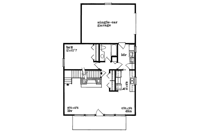 Home Plan - Floor Plan - Main Floor for Contemporary House Plan #47-659 - 4 bed, 2 bath
