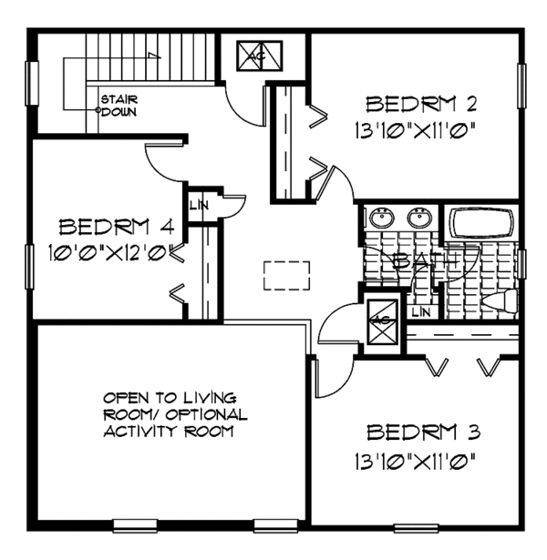 Home Plan - Colonial Floor Plan - Upper Floor Plan #999-152