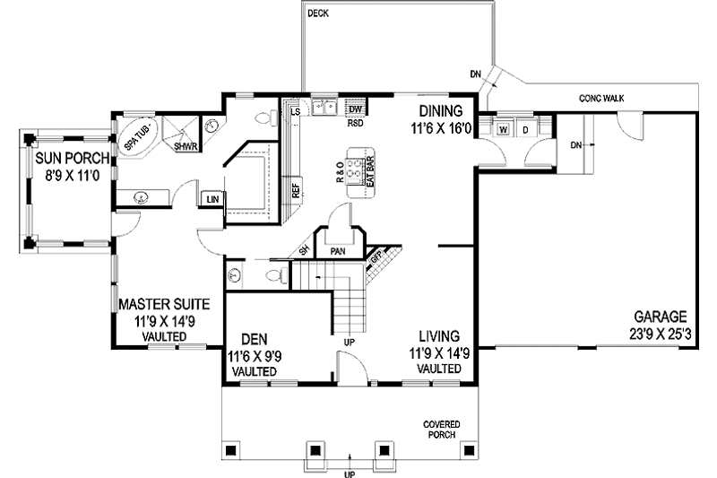 Home Plan - Floor Plan - Main Floor for Country House Plan #60-832 - 3 bed, 2.5 bath