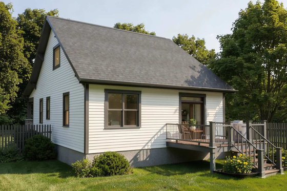 Exterior - Rear Elevation for Bungalow House Plan #79-206 - 3 bed, 2 bath