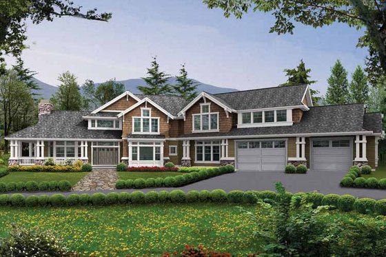 Exterior - Front Elevation 3 for Craftsman House Plan #132-346 - 5 bed, 4.5 bath