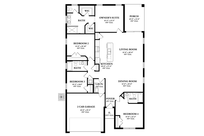 Mediterranean Style House Plan - 4 Beds 3 Baths 1990 Sq/Ft Plan #1058 ...