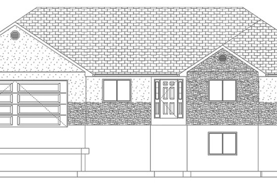 Exterior - Front Elevation 2 for Ranch House Plan #1060-35 - 5 bed, 3 bath