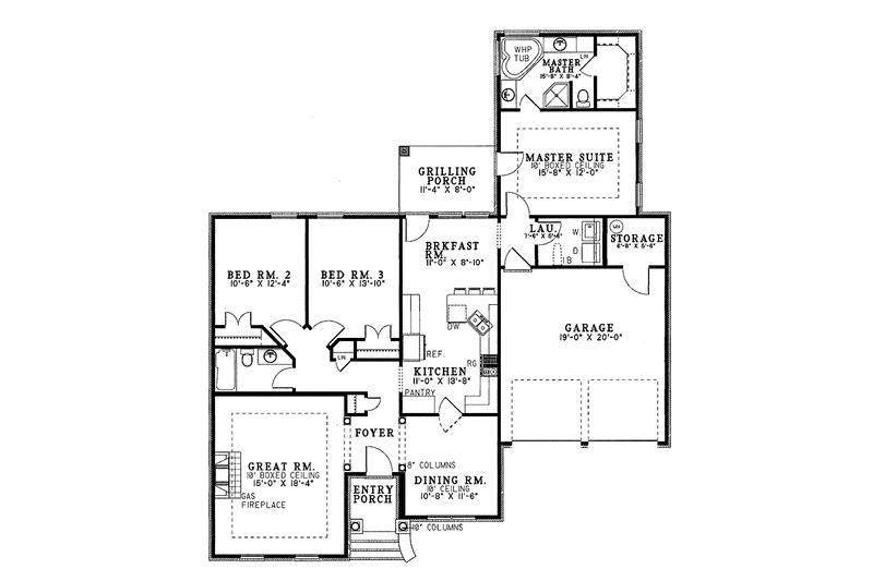 Home Plan - Floor Plan - Main Floor for Ranch House Plan #17-2662 - 3 bed, 2 bath
