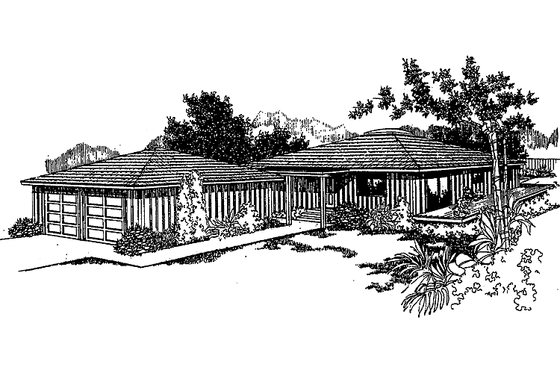 Exterior - Front Elevation 3 for Contemporary House Plan #60-786 - 2 bed, 2 bath