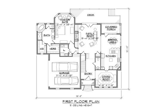 Floor Plan - Main Floor for Traditional House Plan #1054-72 - 3 bed, 3.5 bath