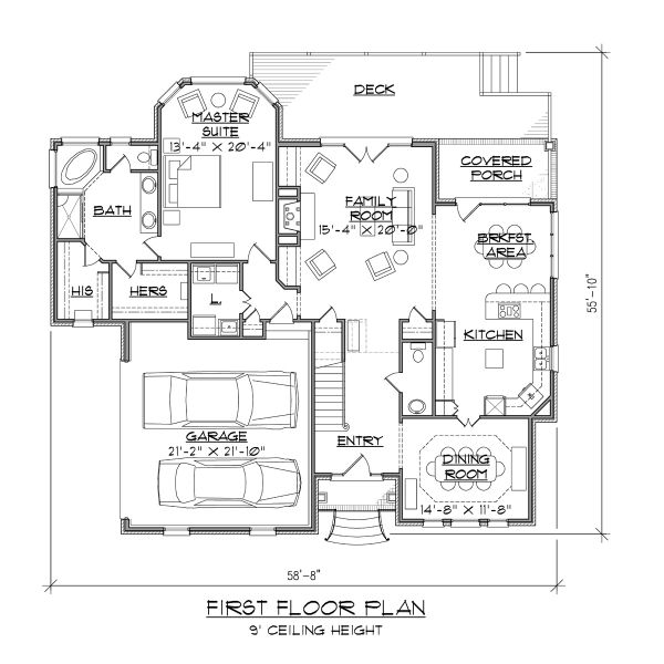 Architectural House Design - Traditional Floor Plan - Main Floor Plan #1054-72