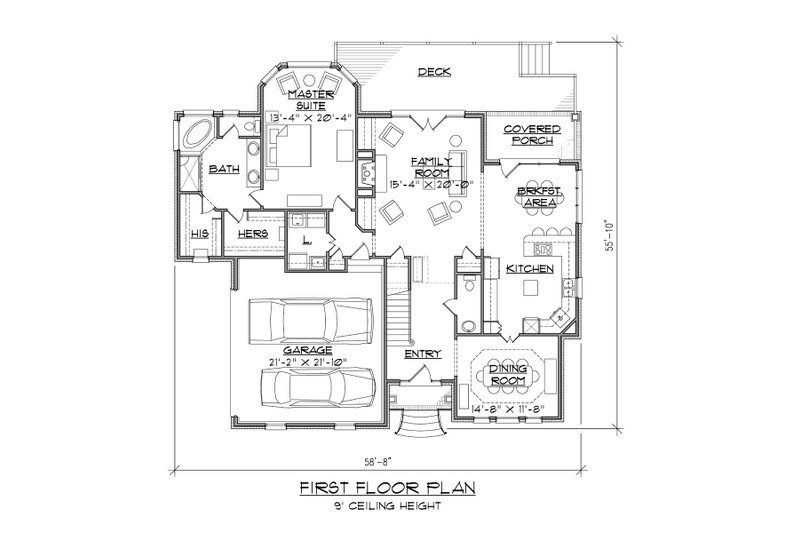 Architectural House Design - Floor Plan - Main Floor for Traditional House Plan #1054-72 - 3 bed, 3.5 bath