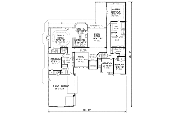 Floor Plan - Main Floor for Traditional House Plan #65-200 - 4 bed, 3.5 bath