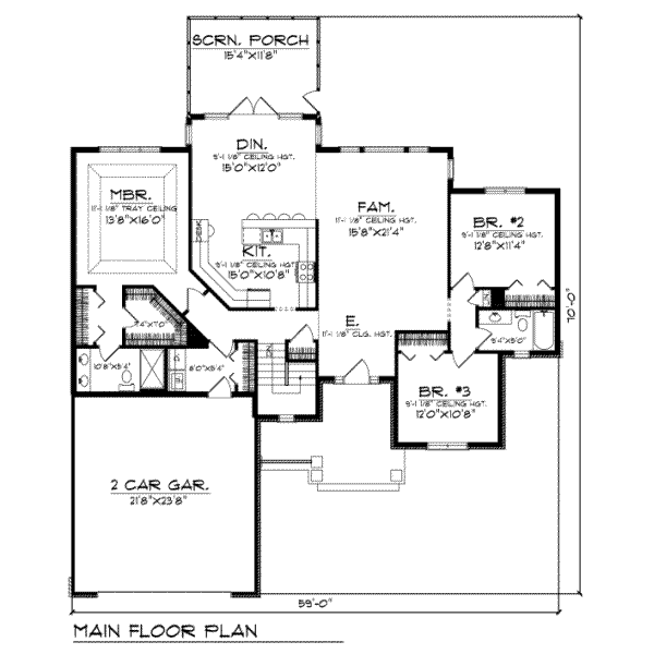Architectural House Design - Traditional Floor Plan - Main Floor Plan #70-219