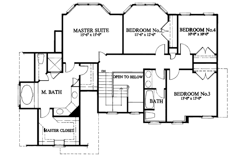 Dream House Plan - Floor Plan - Upper Floor for Country House Plan #429-81 - 4 bed, 2.5 bath