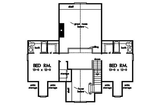 Floor Plan - Upper Floor for Country House Plan #929-808 - 3 bed, 3.5 bath