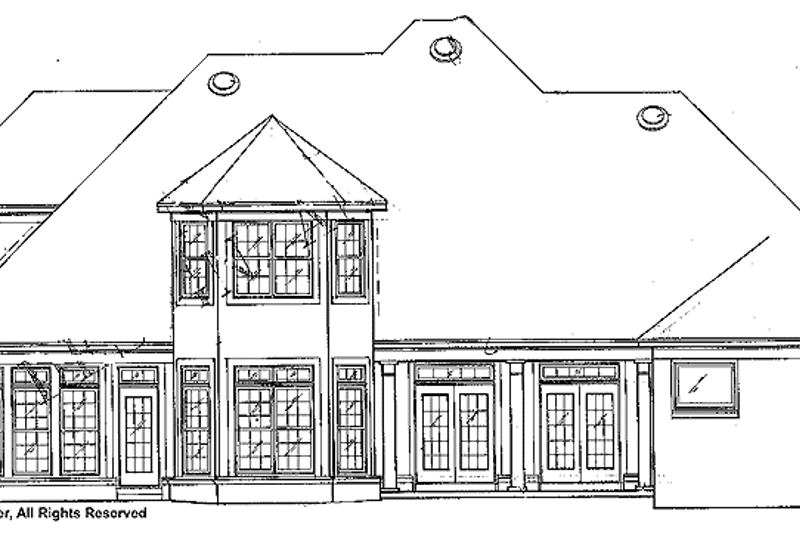House Blueprint - Exterior - Rear Elevation for Mediterranean House Plan #952-102 - 4 bed, 3.5 bath