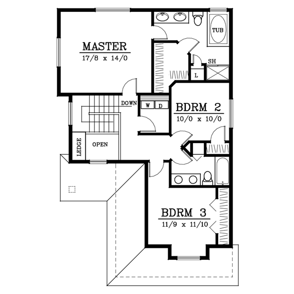 Traditional Floor Plan - Upper Floor Plan #100-401