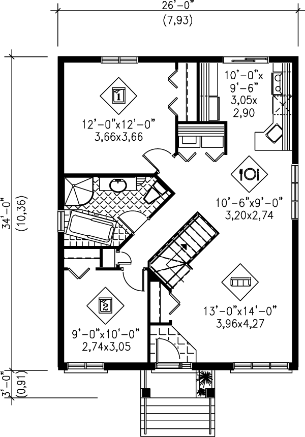 Dream House Plan - Traditional Floor Plan - Main Floor Plan #25-194