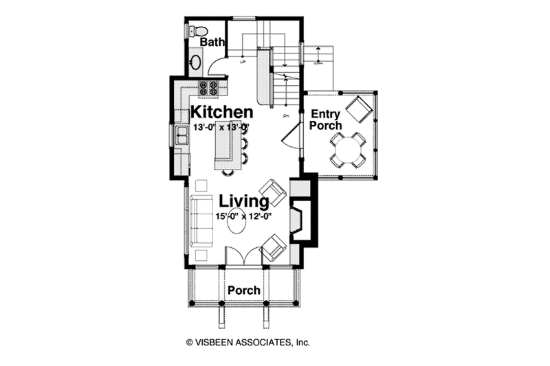 House Plan Design - Floor Plan - Main Floor for Cabin House Plan #928-246 - 2 bed, 1.5 bath