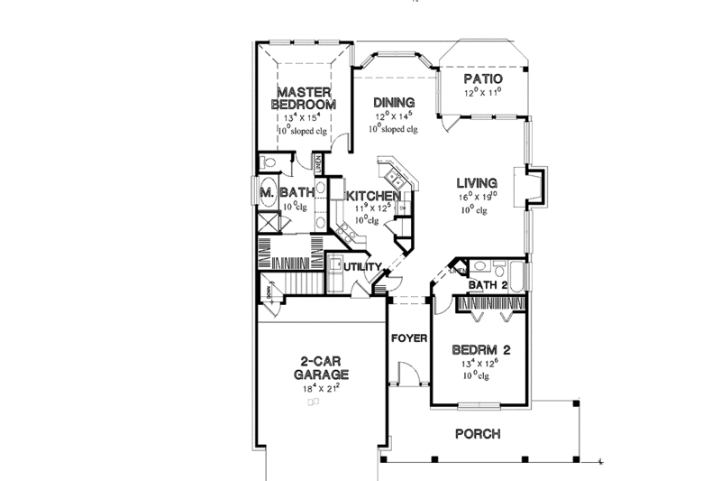 Home Plan - Floor Plan - Main Floor for Country House Plan #472-428 - 2 bed, 2 bath