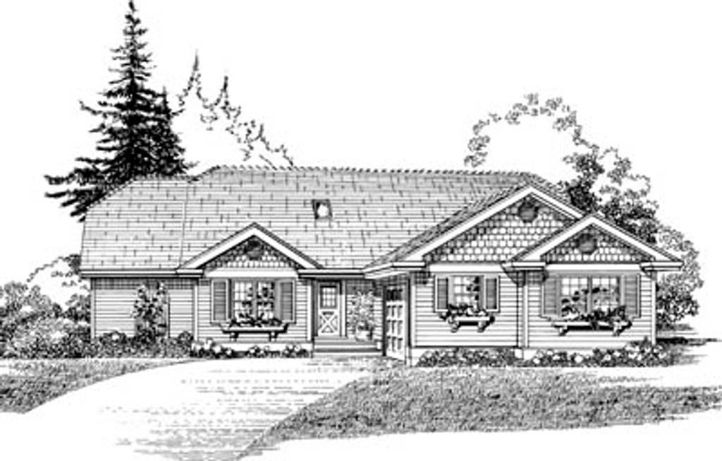 Exterior - Front Elevation 2 for Cottage House Plan #47-478 - 3 bed, 2 bath