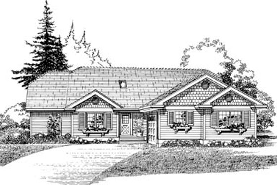 Exterior - Front Elevation for Cottage House Plan #47-478 - 3 bed, 2 bath
