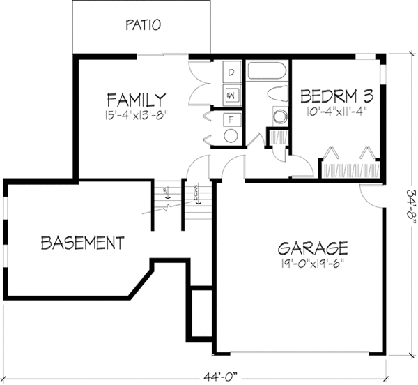 House Plan Design - Contemporary Floor Plan - Lower Floor Plan #320-1156