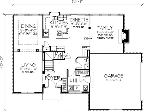 Architectural House Design - Colonial Floor Plan - Main Floor Plan #320-1411