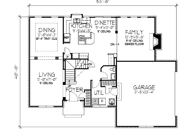 Home Plan - Floor Plan - Main Floor for Colonial House Plan #320-1411 - 3 bed, 2.5 bath