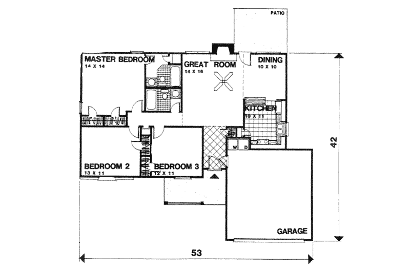 Architectural House Design - Floor Plan - Main Floor for Country House Plan #30-113 - 3 bed, 2 bath