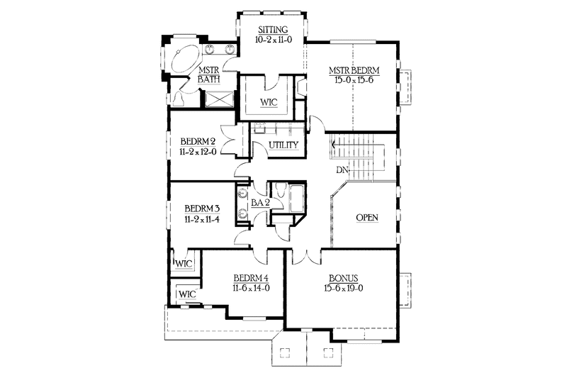 Home Plan - Floor Plan - Upper Floor for Craftsman House Plan #132-422 - 4 bed, 2.5 bath