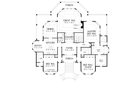 Floor Plan - Main Floor for European House Plan #929-531 - 3 bed, 3 bath