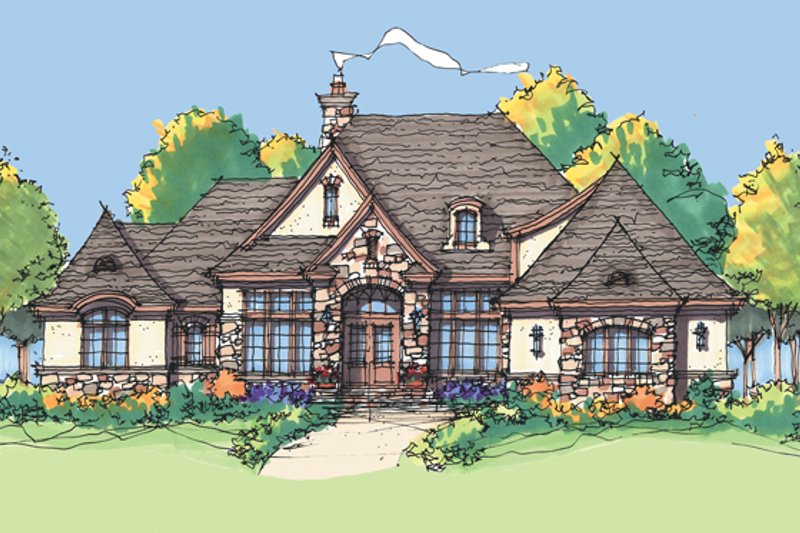 Home Plan - Exterior - Front Elevation 4 for European House Plan #929-929 - 3 bed, 3.5 bath