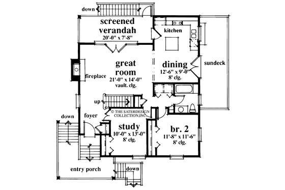 Floor Plan - Main Floor for Country House Plan #930-29 - 2 bed, 2 bath