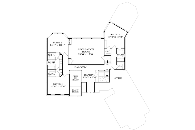 House Blueprint - Floor Plan - Upper Floor for Country House Plan #453-425 - 4 bed, 3.5 bath
