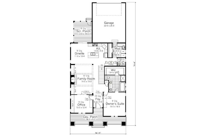 Architectural House Design - Floor Plan - Main Floor for Craftsman House Plan #51-346 - 2 bed, 1.5 bath
