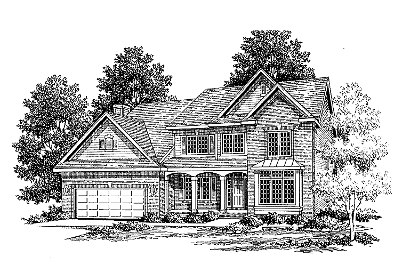 Dream House Plan - Exterior - Front Elevation 3 for Traditional House Plan #334-131 - 4 bed, 3.5 bath